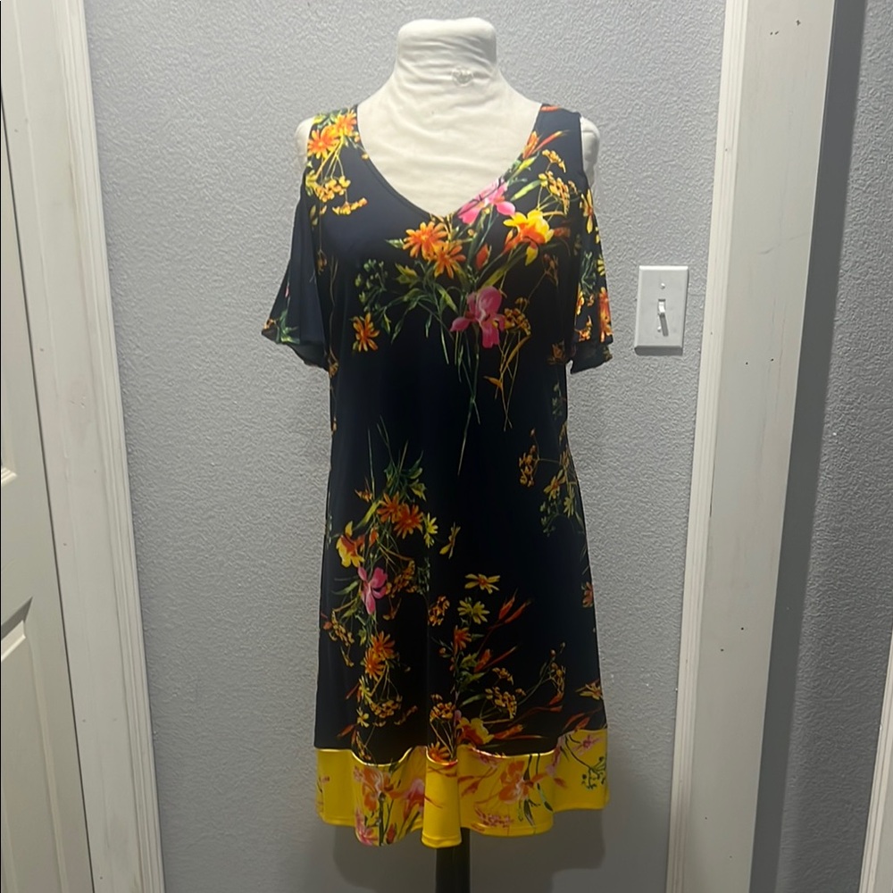 Floral Black and Yellow Women's Dress